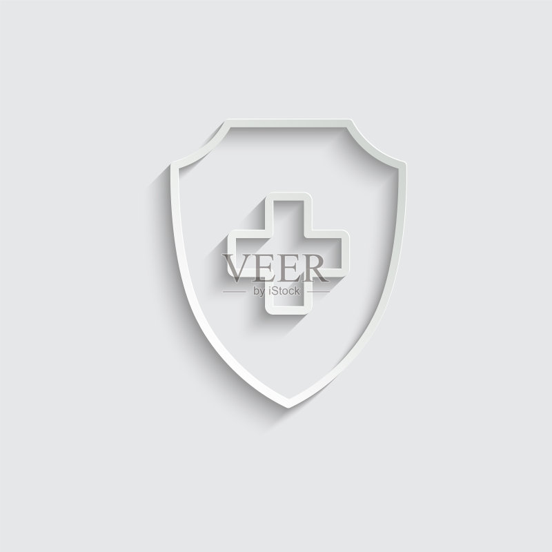 纸质医疗盾牌图标，医疗保护标志图标素材