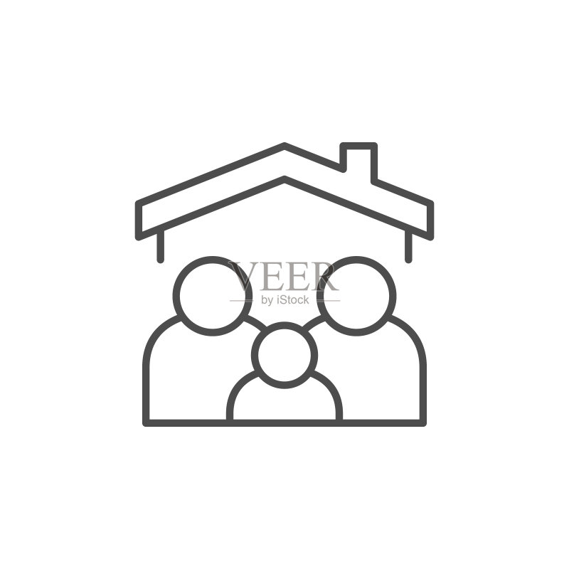 家庭住宅线性轮廓图标图标素材