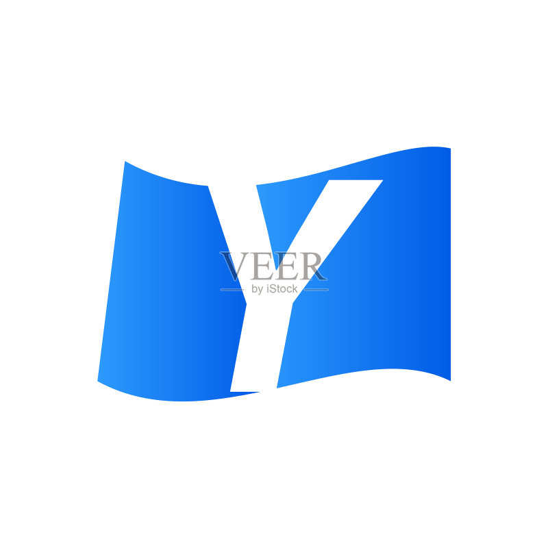 Y字母蓝色旗帜图标素材