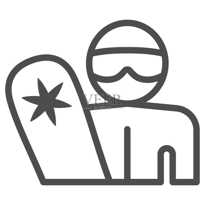 滑雪者线条图标图标素材