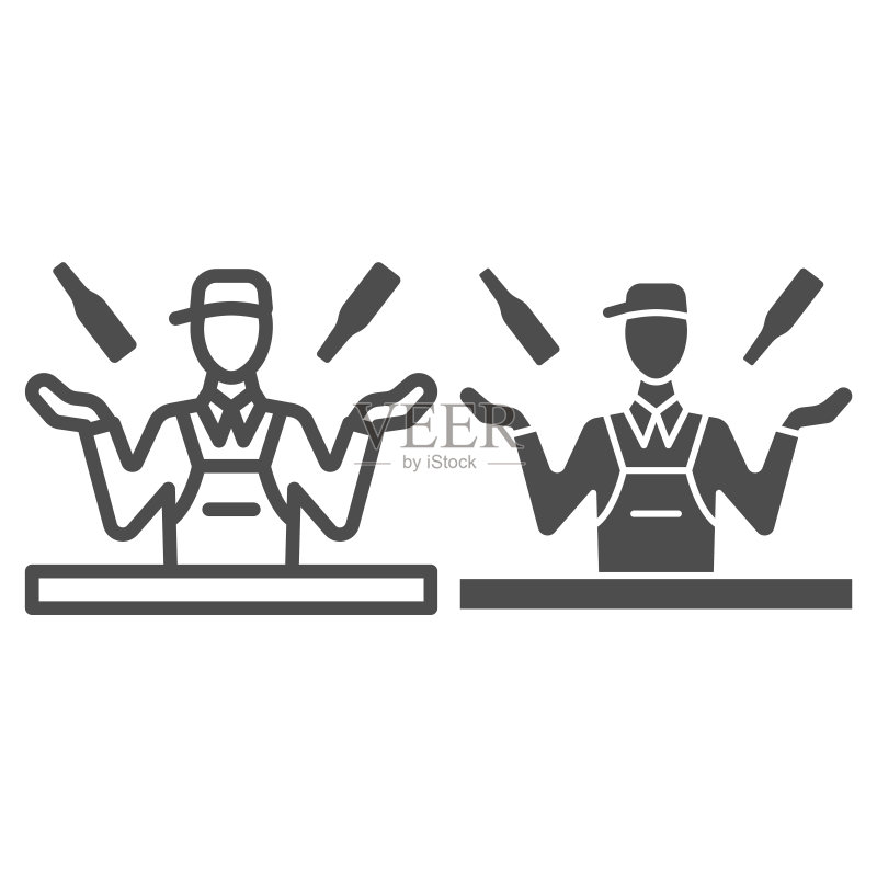 调酒师抛着饮品，调酒师日概念图标图标素材