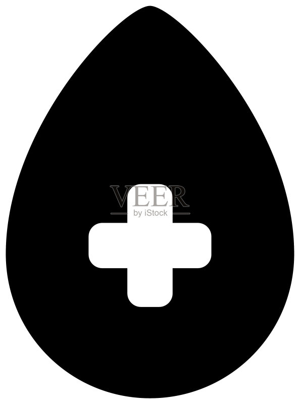医疗水滴加号剪影风格图标图标素材
