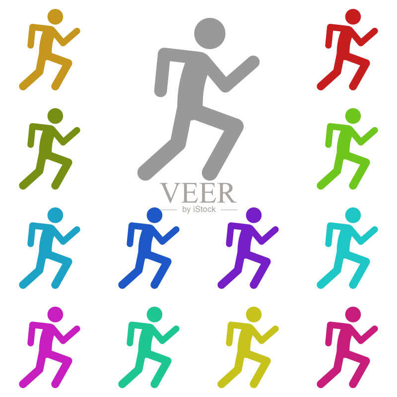 跑步男人图标（彩色，适用于UI/UX和网站/移动应用）图标素材