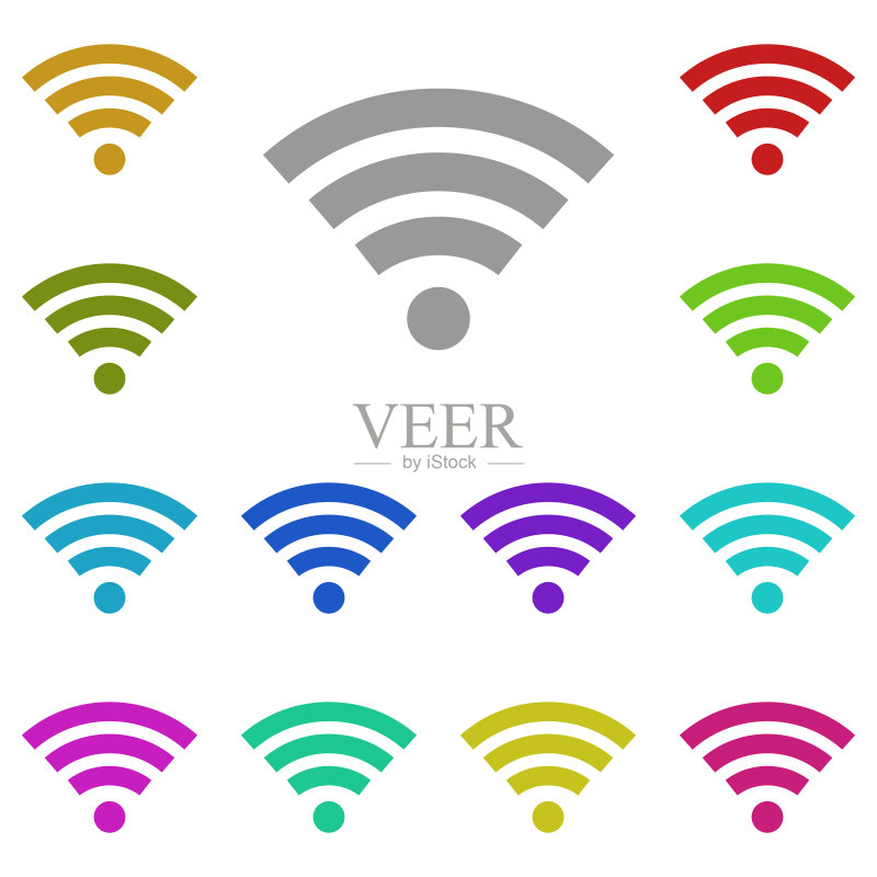IEEE 802.11无线局域网Wi-Fi彩色图标（UI/UX网站或移动应用矢量图）图标素材