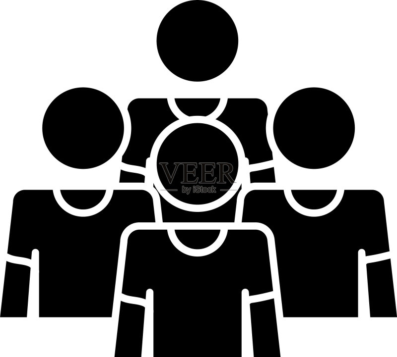 男子群体剪影风格象形图图标素材