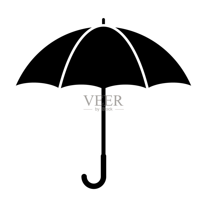 白色背景上的雨伞扁平图标设计图标素材