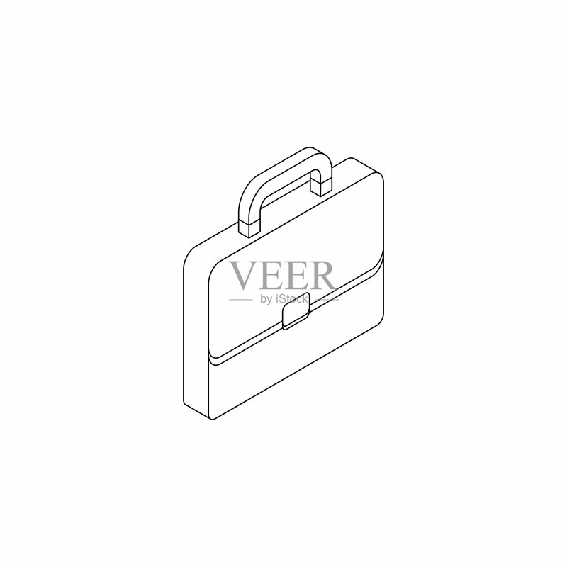 公文包右视图等距矢量图标图标素材