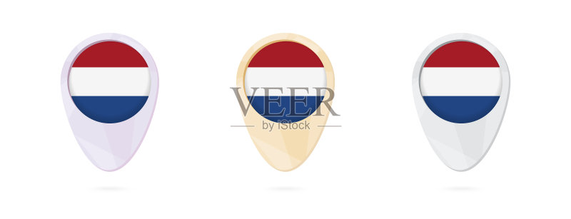 带有荷兰国旗颜色的地图标记图标素材