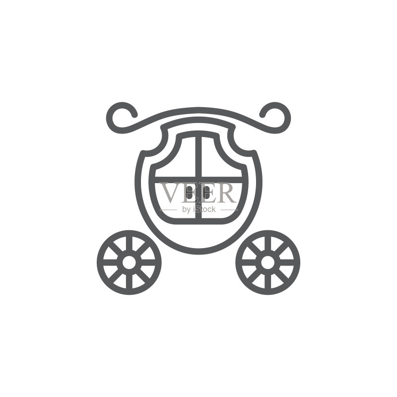 白色背景上的婚礼马车图标符号图标素材
