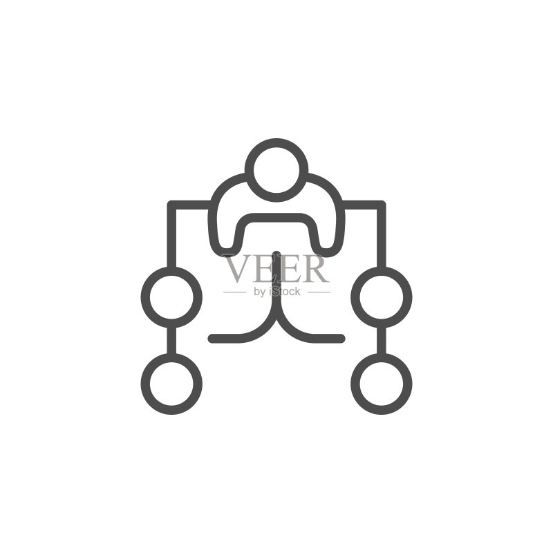 电话会议线条图标和会议概念图标素材