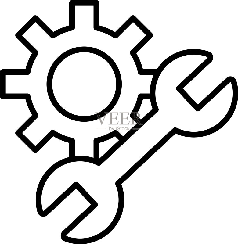 扳手齿轮机械线性图标图标素材