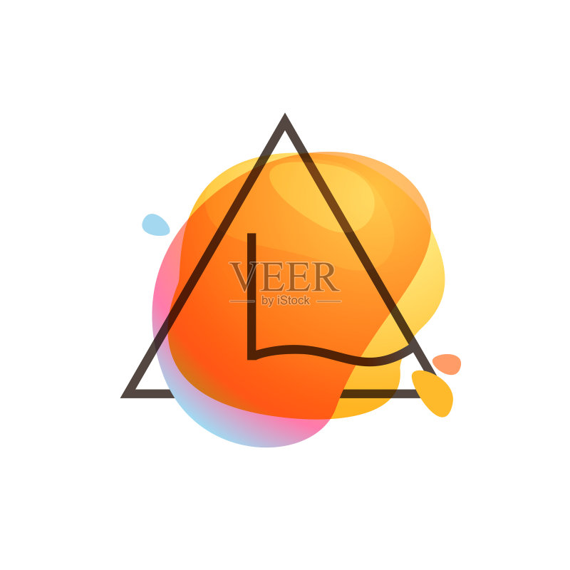 水彩三角形框架中的l字母logo图标素材