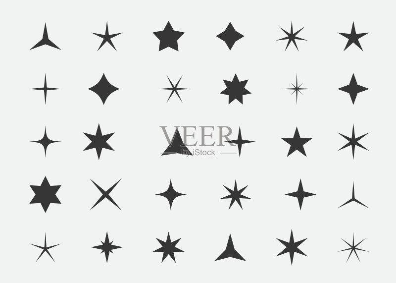 星星和高光星星图标套装图标素材