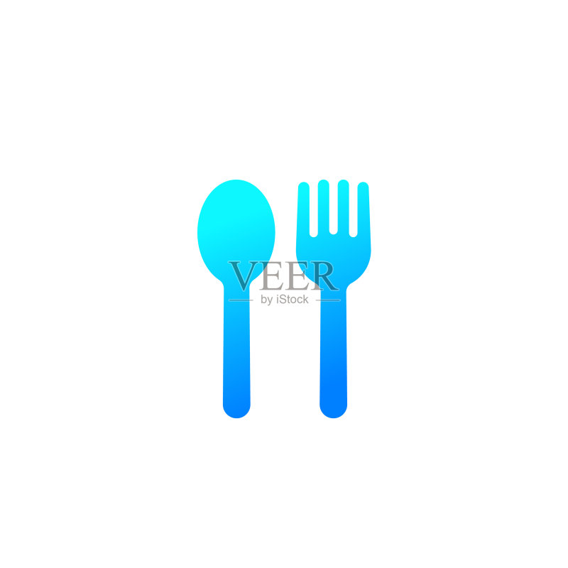 餐具图标：勺子和叉子图标素材
