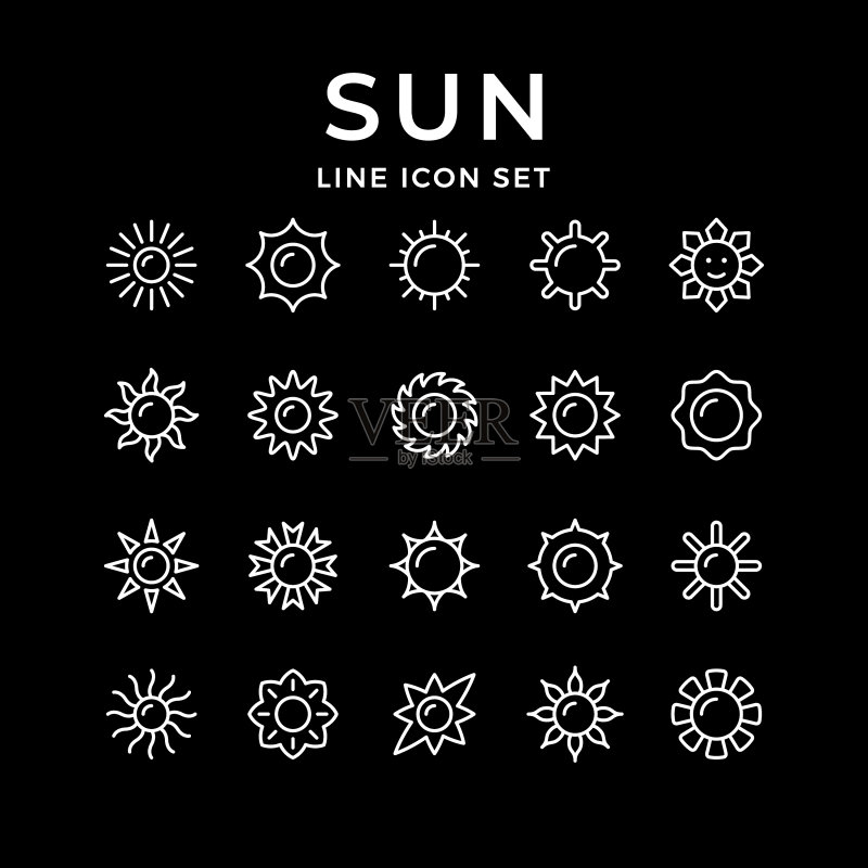 太阳线性图标合集图标素材