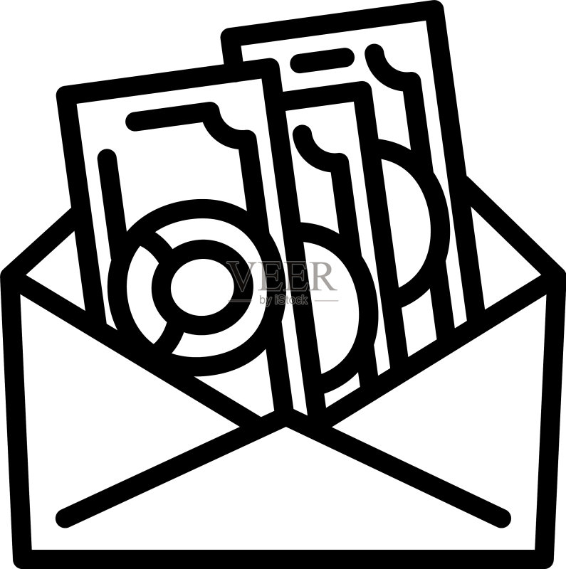 信封现金图标轮廓样式图标素材