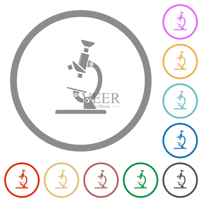 带有轮廓的显微镜扁平图标图标素材