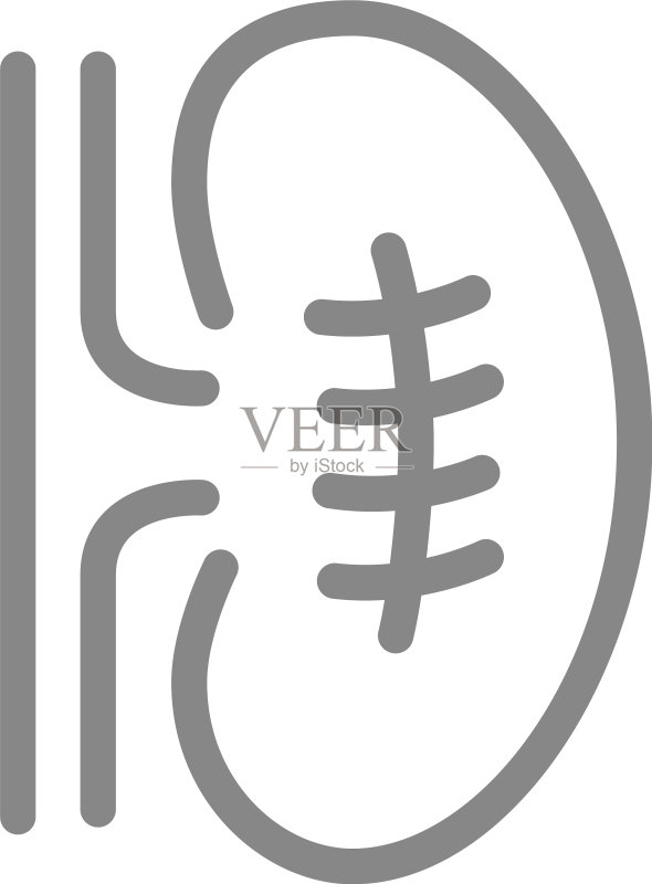 肾脏线条图标上的疤痕：肾结石移除图标素材