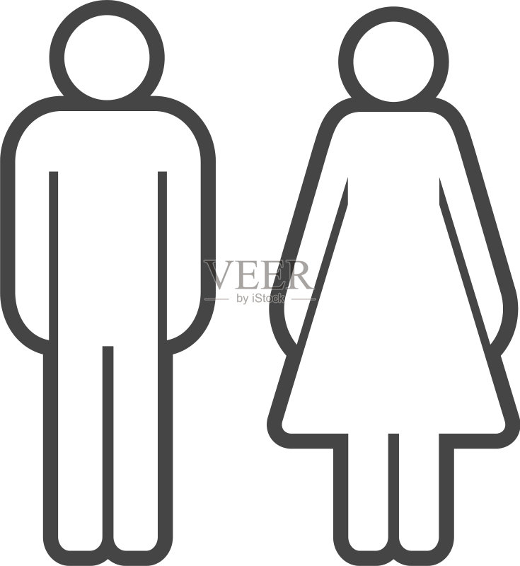 带男女标识的洗手间线条图标图标素材