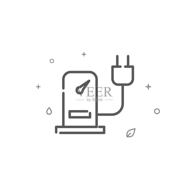 电动汽车加油简笔线条图标图标素材