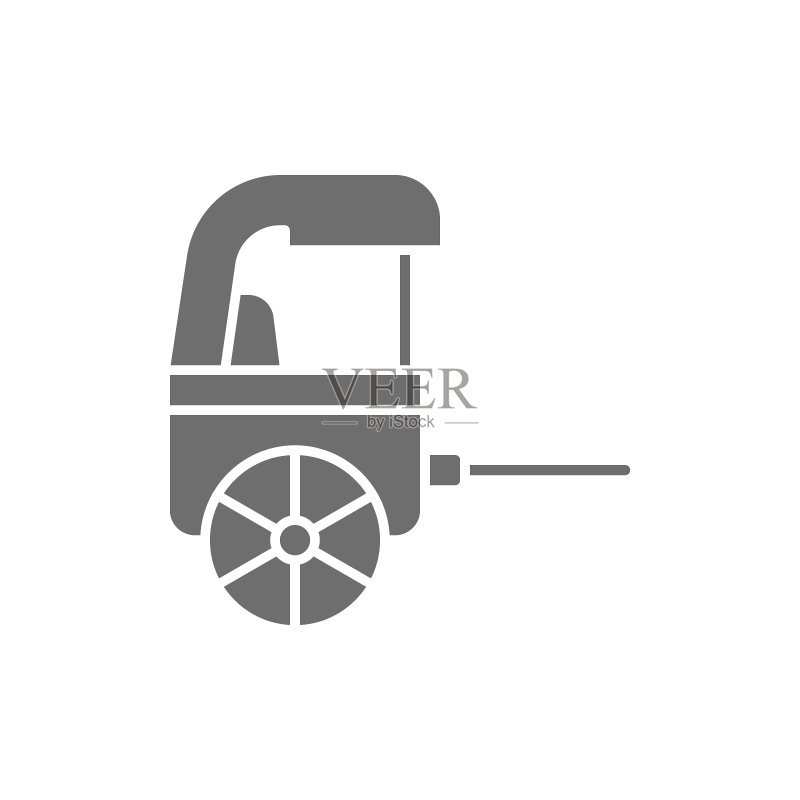 人力车，中国传统出租车灰色图标矢量素材图标素材