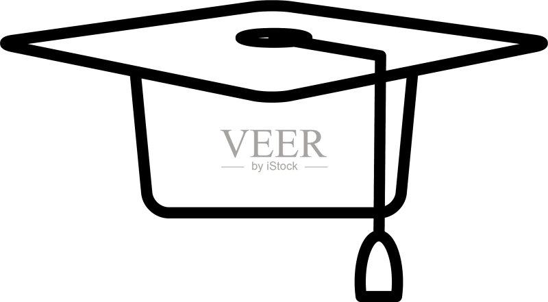毕业帽图标线条风格图标素材
