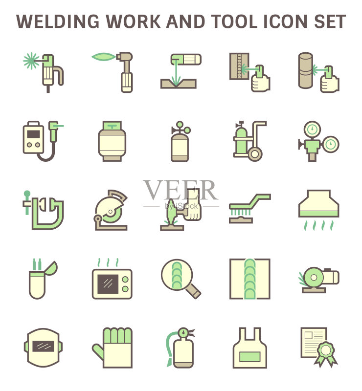 焊接工作及焊接喷枪等工具图标素材