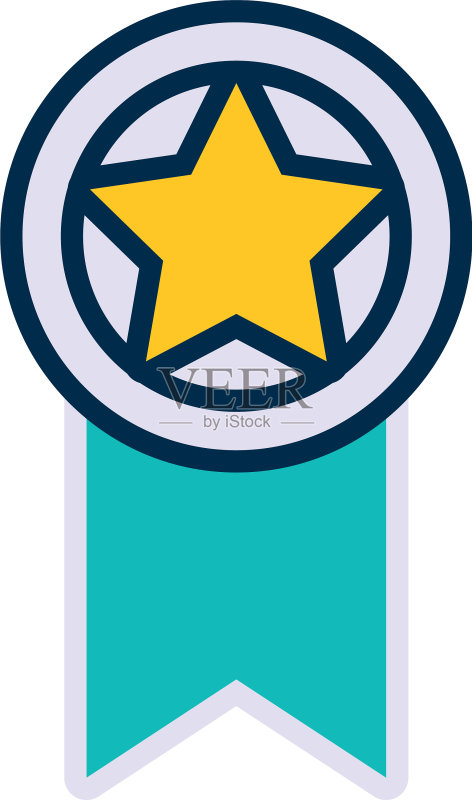 星星奖章图标线条和填充样式图标素材