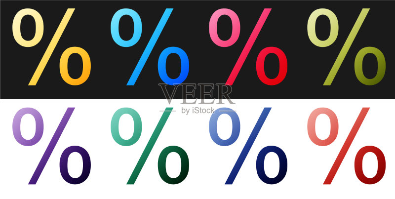 黑色背景上的百分比折扣图标图标素材