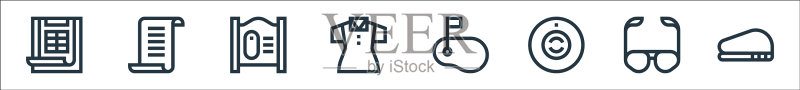 高尔夫线性图标合集图标素材