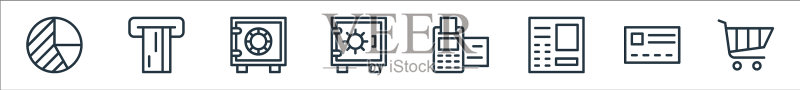 银行业务和金融线性图标合集图标素材