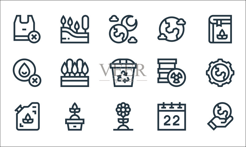 地球母亲日线图标线性集质量图标素材