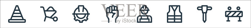 劳动节线性图标集图标素材