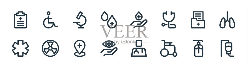医疗用品线性图标集图标素材