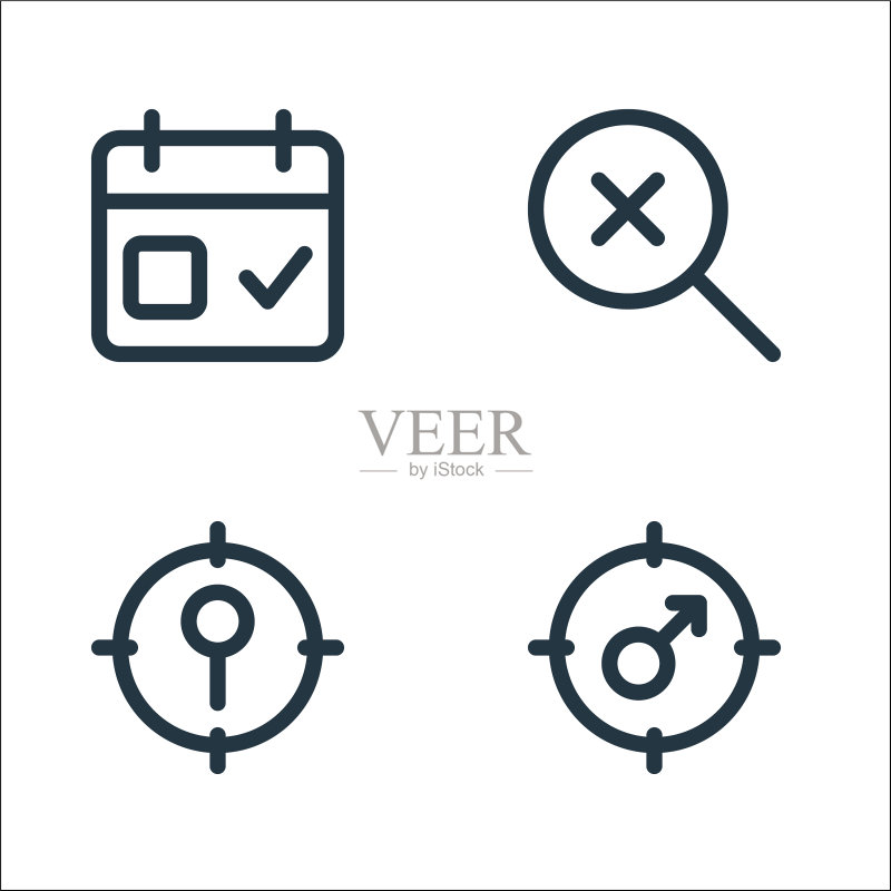 Web应用程序SEO线性图标集图标素材