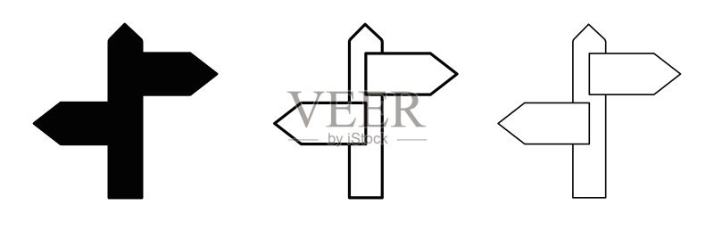 不同厚度的标牌图标集。现代道路标志轮廓图标素材