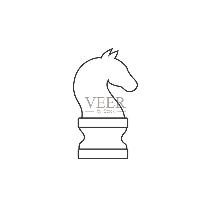 白色背景上的象棋骑士图标图标素材