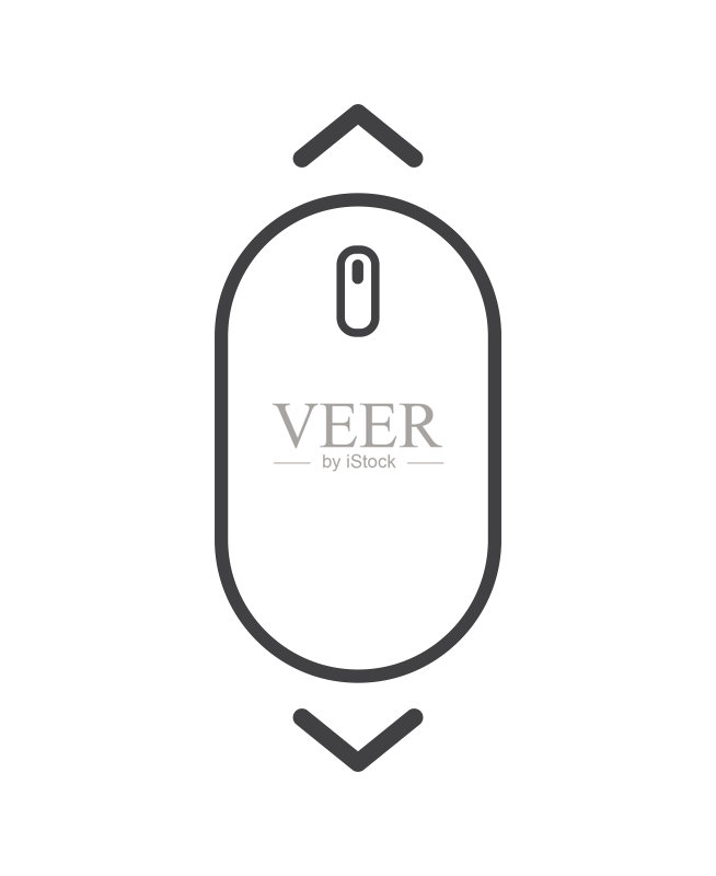 白色背景上的电脑鼠标向下滚动图标。网站和移动应用程序的设计元素。矢量插图图标素材