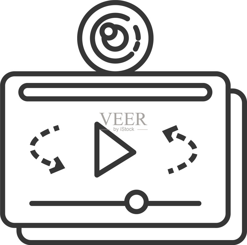 360度虚拟旅行线条相机图标图标素材