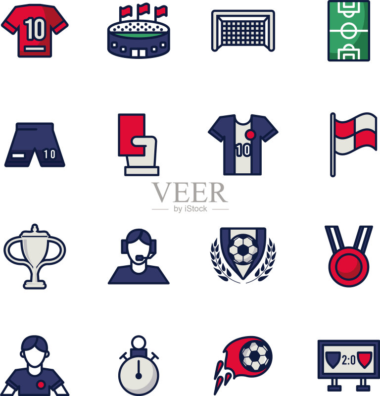 十六个足球运动图标图标素材