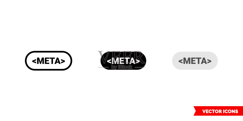 Meta图标3种颜色黑白图标素材