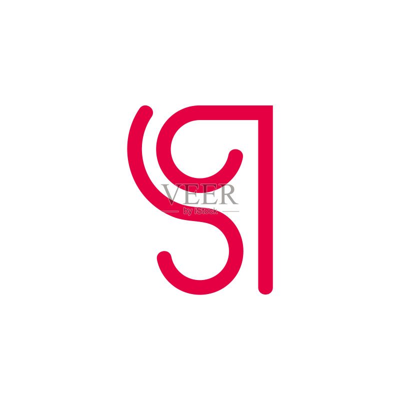 曲线抽象字母SQ几何线性符号图标素材