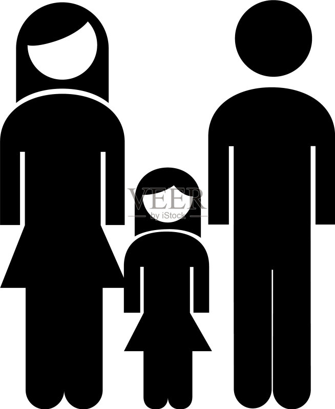 有女儿的家庭父母情侣人物图标素材