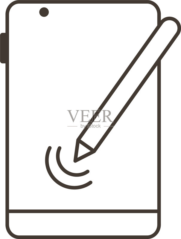 数字铅笔线条风格智能手机设备图标素材