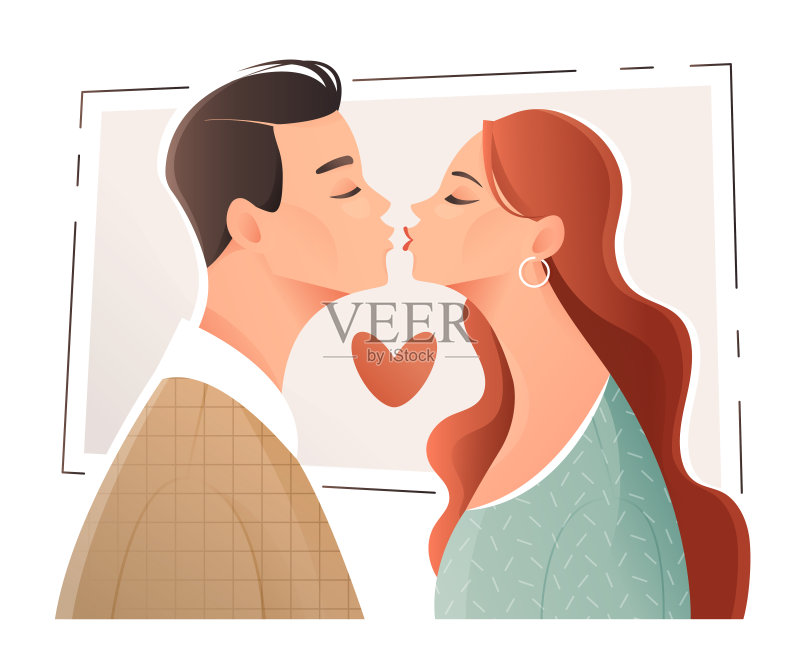 接吻的情侣正版插画素材