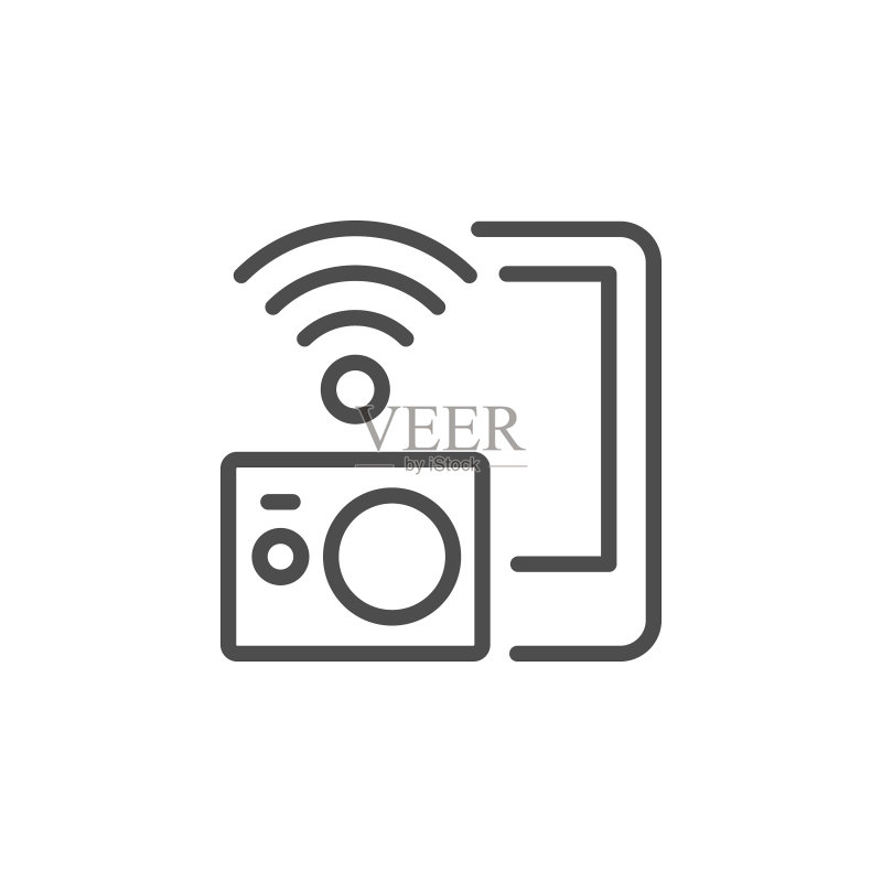 带Wi-Fi的运动相机线条图标图标素材