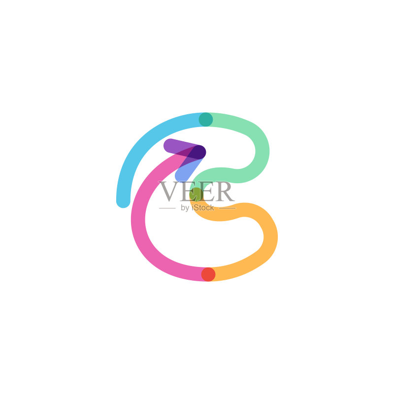 C字母线条logo彩虹箭头设计图标素材
