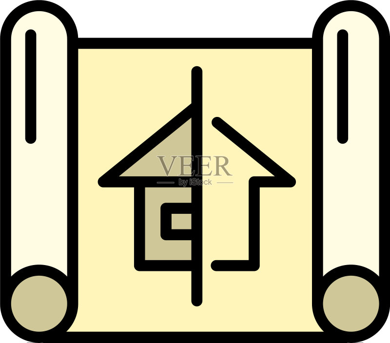 房屋村庄规划图标轮廓样式图标素材