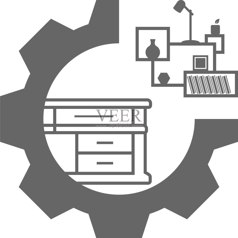 带家具的齿轮Logo设计模板符号图标素材