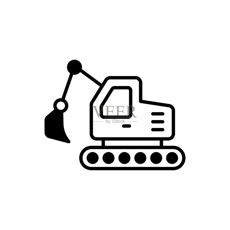 挖掘机矢量图标样式插图图标素材